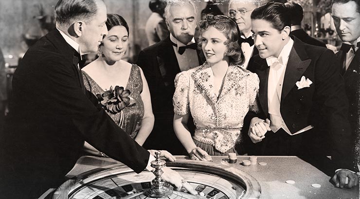 Casino players at the Roulette table in the old days