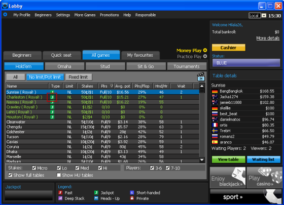 Lobby del poker