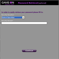 Login screen