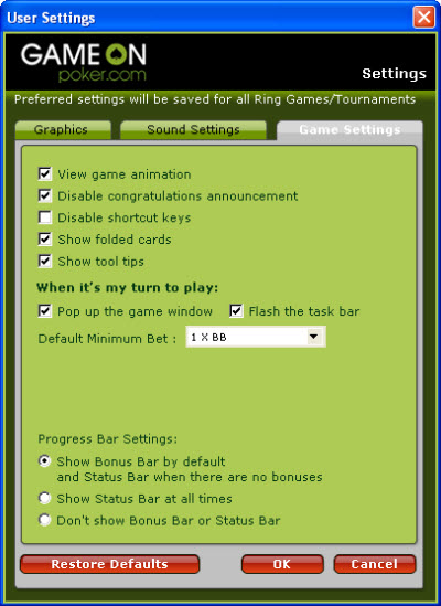 User Settings
