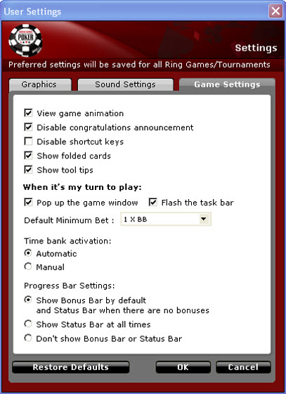 user setting