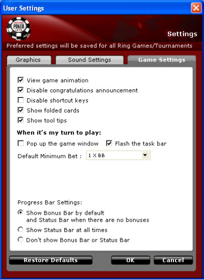 User Settings