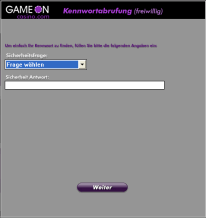 Login screen