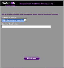 Login screen