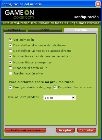 User Settings