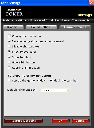 User Settings