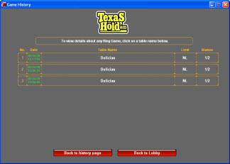 Hand Game History Page