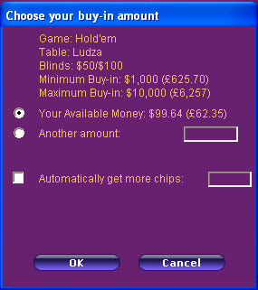 Choose your buy-in amount