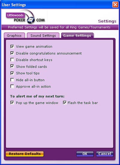 User Settings
