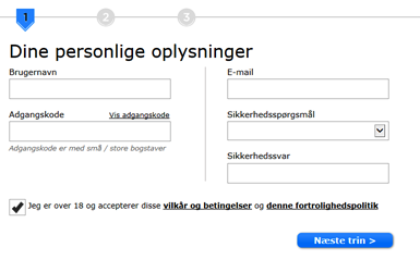 888 registrering step 1