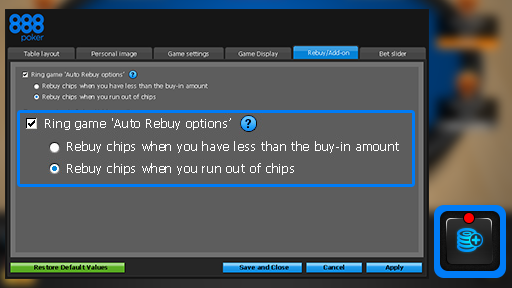 888 Poker Bet Slider Options